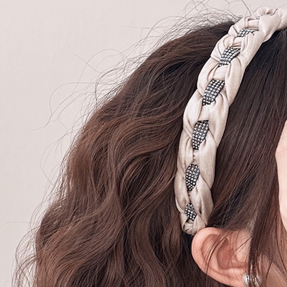 Rhinestone Braided Wide Headband - Picture 3 of 7
